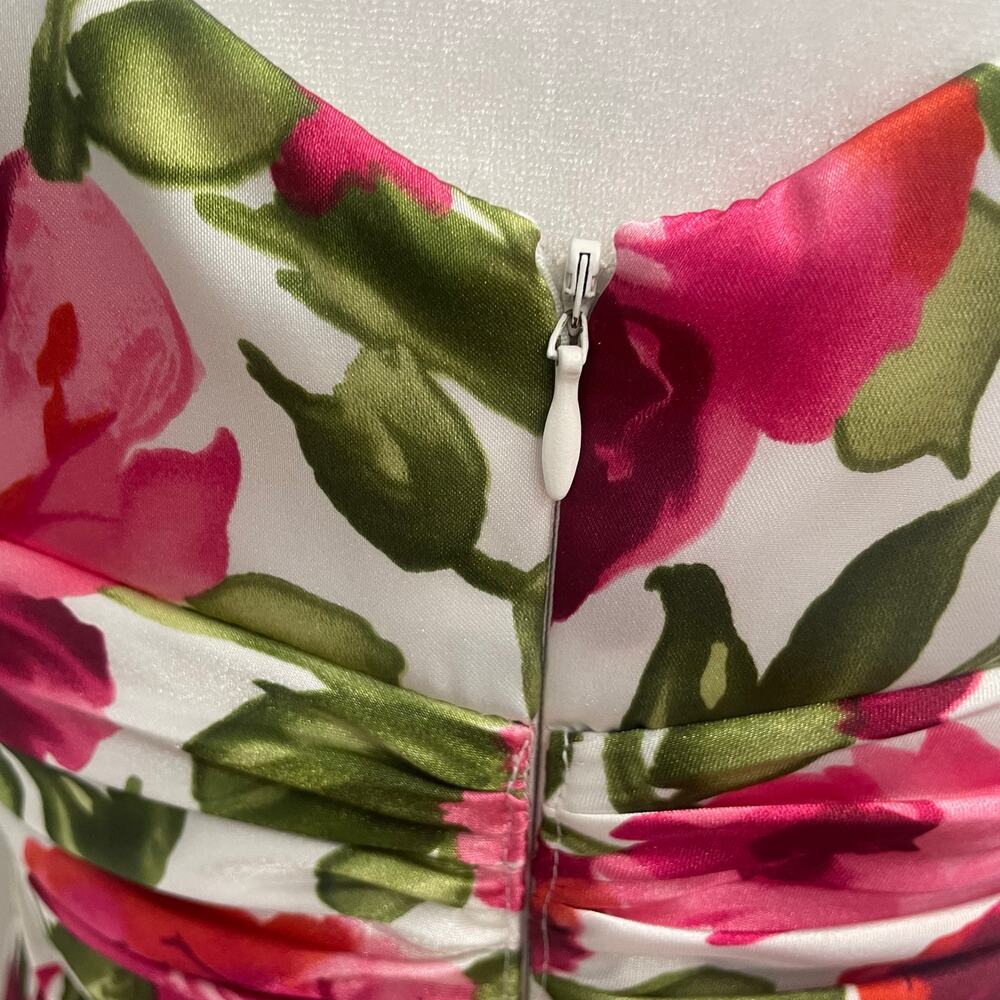 SL Fashions Floral Midi Dress Women’s Size 8 Sleeveless V-Neck Fit & Flare - Picture 6 of 11